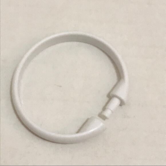White Plastic Shower Curtain Rings, hooks - Picture 3 of 4